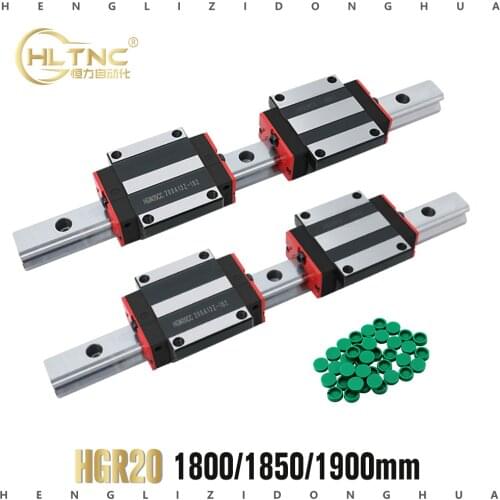 CNC Set HGR20 1800/1850/1900mm 2 PCS Linear Guideway Rail +4 PCS carriage bearing block HGH20CA or HGW20CC