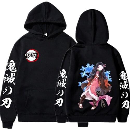 Demon Slayer Print Woman and Man Hoodie 2021 Harajuku Hoodie Warm Streetwear Couple Clothes
