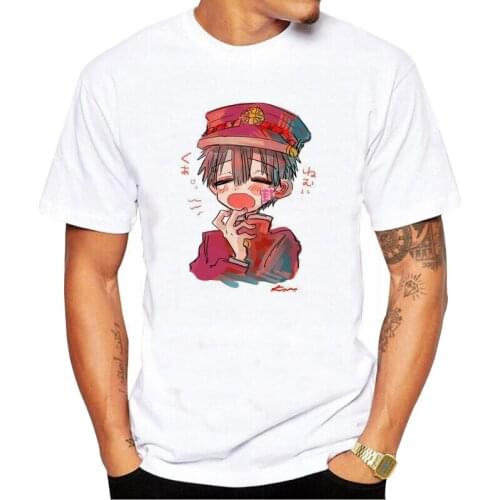 Ground-bound boy Hanako-kun T Shirt Men White Tops Tee Novelty Men Short Sleeve Crewneck Tees Summer Mens T-Shirts