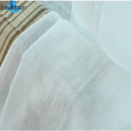 Hot Sale Modern Brief All-match Flax Tulle Curtains For Living Room Bedroom For Striped Sheer Line Pattern Yarn Curtain Voile