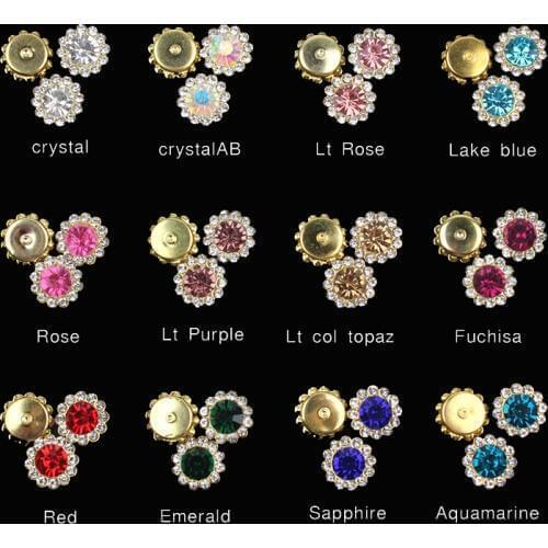 Best selling 50/100pcs12mm sew on rhinestone metal lace crystal inlaid rhinestones for DIY clothing shoes and hats decorations