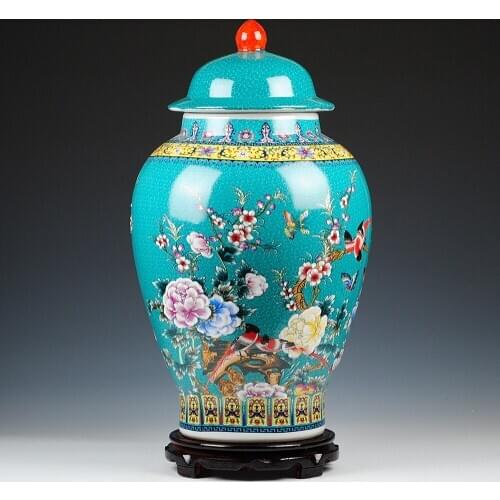 Jingdezhen Ceramic Ginger jar European Enamel Color Storage jar porcelain temple jar
