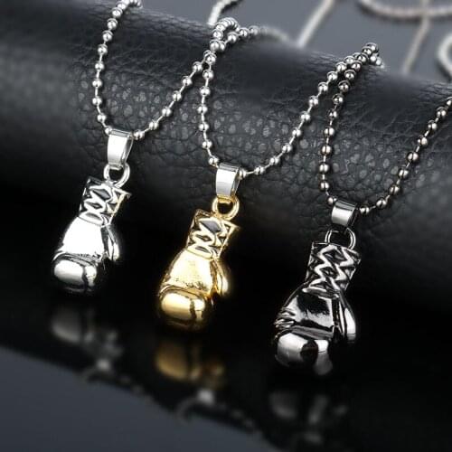 Fashion Cool Punk Boxing Glove Charm Metal Pendant Necklaces For Men Women Jewelry Gift