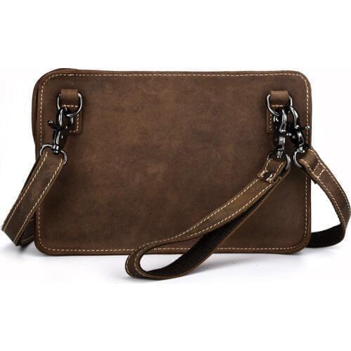 Men Genuine Leather Business Shoulder Crossbody Bags Male Crazy Horse Cowhide Vintage Clutch Handy Briefcase Messenger Bag New