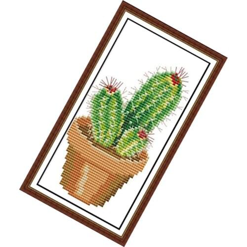 Cactus Counted Cross Stitch 11CT Printed Cross Stitch Set DIY Cross-stitch Kits Embroidery Needlework11CT/Printed