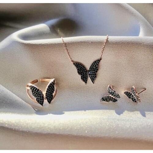 Black Butterfly Colorfull 925 Silver Set