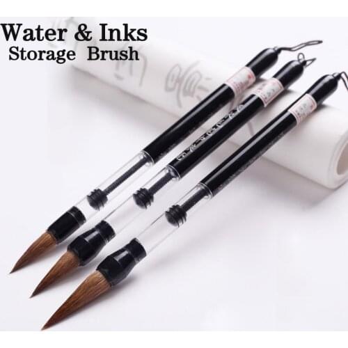 3pcs Calligraphy Pen Set Water&Inks Storage Brush Pen Wolf/Sheep Hair Lettering Pen Painting Supplies Chinese Handlettering