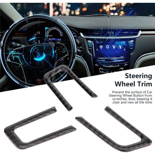 New 3Pcs Carbon Fiber Car Interior Steering Wheel Button Cover Trim For Ford Mustang 2015-2017 Steering Wheel Panel-Black