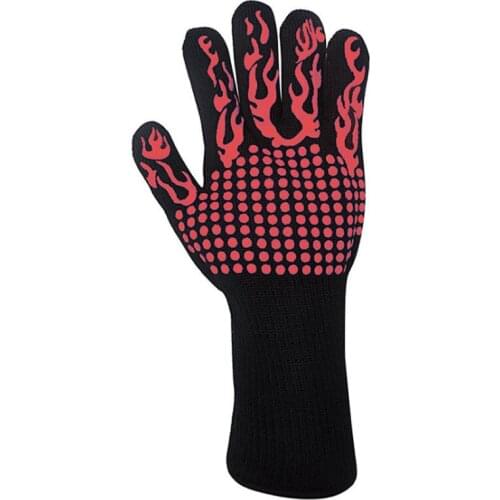 Grilling Gloves Oven Mitten Grill Leather Gloves Heat Resistant Up to 1472 Fahrenheit Universal Size Cooking Baking Frying Glove