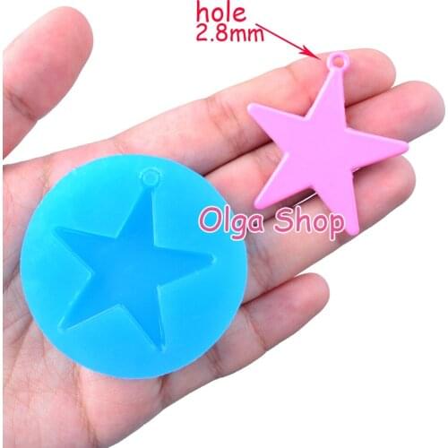 PYL409 41.7mm x 38.6mm Pentacle Pendant Silicone Mold Fondant Cake Decoration Candy Resin Clay Earrings Necklace Craft Soap