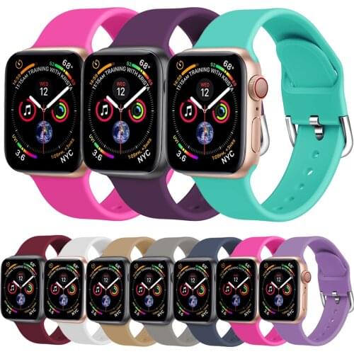 Silicone Band For Apple Watch Strap 44mm 40mm 42mm 38mm Smartwatch Sport watchband correa bracelet For iWatch 3 4 5 6 se Straps