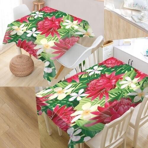 Tropical Flower Custom Table Cloth Oxford Fabric Rectangular Waterproof Oilproof Table Cover Family Party Tablecloth