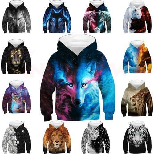 Wolf 3D Oversized Boys Hoodies for Girls 10 14 years old Teenagers Childrens Sweatshirt for Boys Sweat Shirt Child Kids Clothes