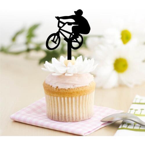 Cupcake Toppers,Bicycle Acrylic Toppers For Bridal Shower, Birthday,Wedding Table Cake Decorations DIY Party Favors Kits Cupcake