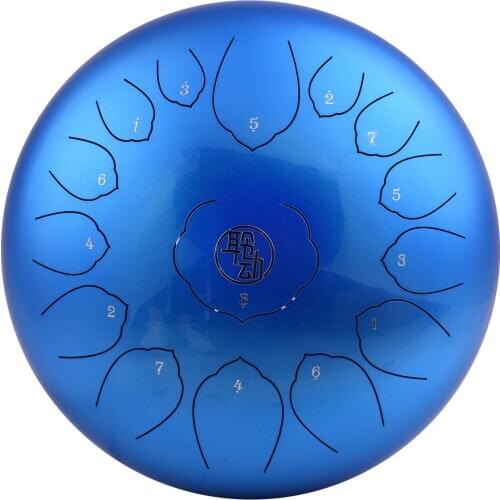 14 Inch Steel Tongue Drum Hangpan Drum 15-Notes C-Key Percussion Instrument with Mallets Drum Bag Cloth for Yoga Meditation