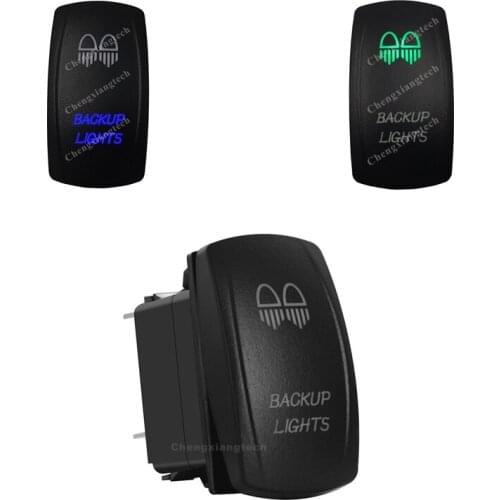 3 Pin SPST On Off Rocker Switch - BACKUP LIGHTS - Car Boat Marine Up Green & Down Blue Led Toggle Switch for Carling Narva