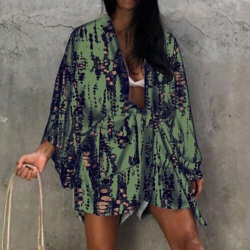 Vintage Kimono Striped Chiffon Shawl Women Loose Sunscreen Cardigan Cover Up Beachwear Cardigan Shawl Beach Sunscreen Blouse Top