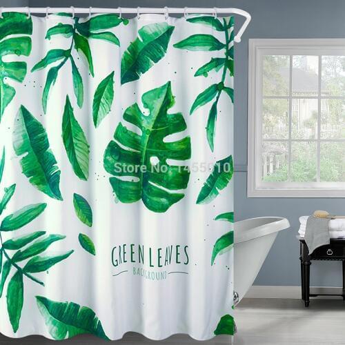 Happy Tree Polyester Green Leaves Waterproof Shower Curtain Thicken Fabric Bathroom Curtain Green Life Bath Curtain 180x180cm