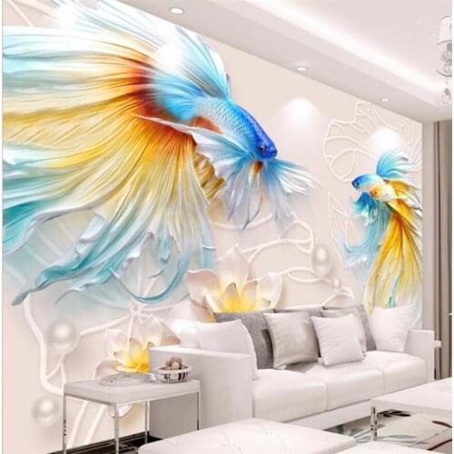 Wellyu Custom Photo Wallpaper 3D Stereo обои Relief Goldfish Lotus Jewelry TV Background Wall paper papel de parede 3d wallpaper