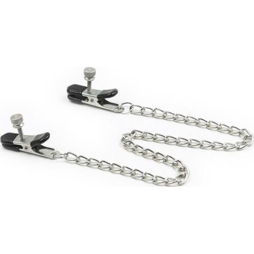Nipple Clip Short Clip Adjustable Elastic Black Belt Iron Chain Iron Chain Binding Female Mimi Clip