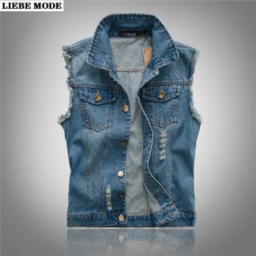 Plus Size Denim Vest Men Slim Fit Blue Jeans Waistcoat Mens Casual Sleeveless Jean Jacket Coat Hip Hop Tank Tops Chaleco Hombre