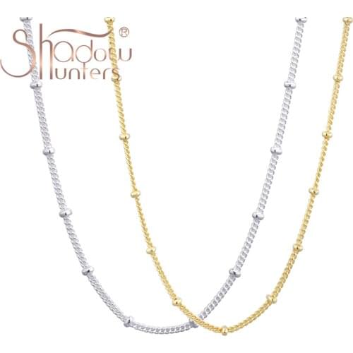SHADOWHUNTERS 925 Sterling Sliver Ball Chain Necklaces For Woman Classic 925 Silver Jewelry Long necklace Choker Decorations