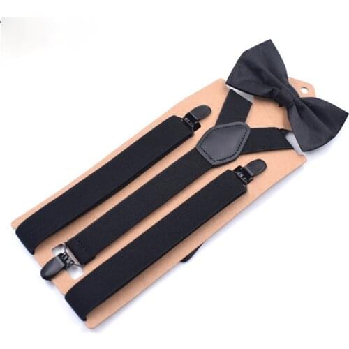 1 Set 2.5*110cm Fashion Suspenders And Tie 3 Clips Brace Male Vintage Casual Wedding Party Trousers Strap