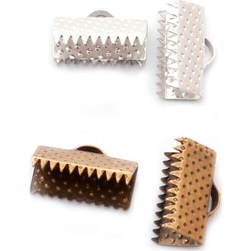 100pcs Crimp beads cove clasps Cord End Caps String ribbon leather clip Foldover Necklace Bracelet Connectors for jewelry making