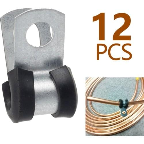 12PCS Cable Clamp Rubber Wire Clamps Stainless Steel Rubber Cushioned Insulated Clamps Metal Clamp Kit Rubber Lined