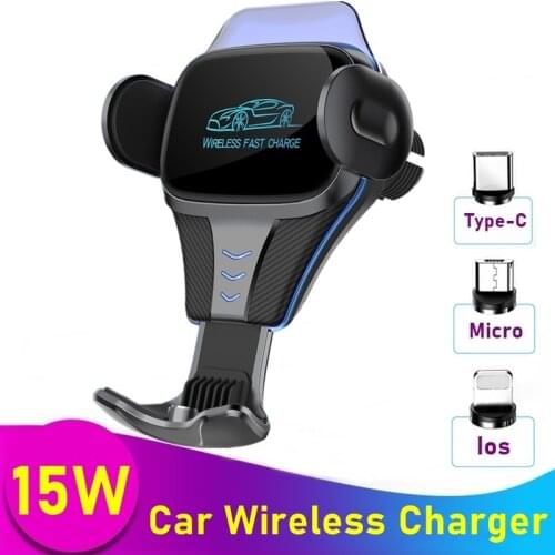 15W Car Phone Charger Fast Wireless Charging Car Induction Charger Holder Smart Sensor For IPhone 11 12 X Samsung S21 S20 Xiaomi