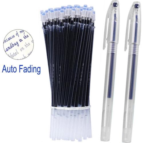 32Pcs/Set 0.5mm Automatic Disappearing Refill Fading Cartridge Disappear Slowly Writing Calligraphy Gel Ink Pen Refill Ball Pen