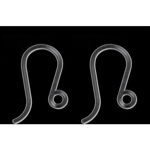 8Seasons Plastic Ear Wire Hooks Earring Findings Transparent W/ Loop DIY Jewelry 17mm x 8mm, Post/ Wire Size: (21 gauge), 20 PCs