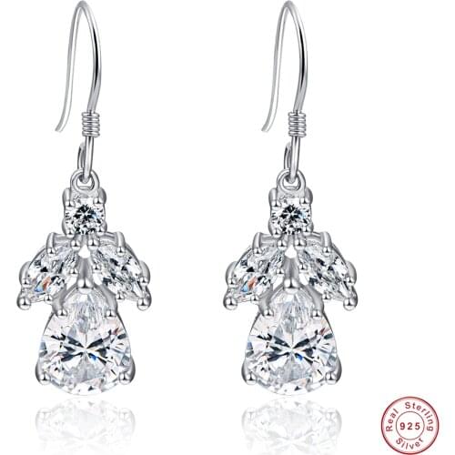 925 Silver Earrings Wedding 7*9mm Diamond Zircon Earrings Ear Studs for Wedding Engagement Party