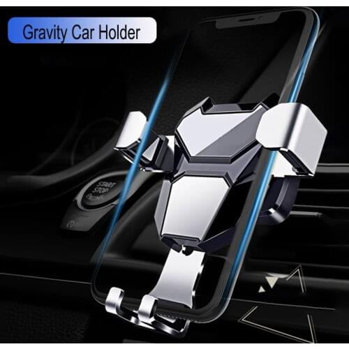 Aluminum Car Holder Gravity Mobile Phone Stand Air Outlet Navigation Support Automatic Clamp No Magnetic Cellphone Bracket Mount