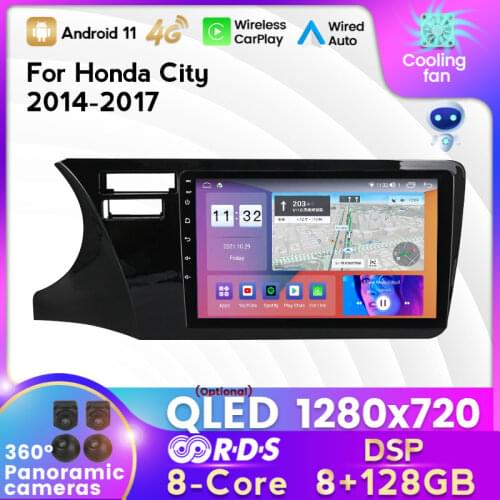 MEKEDE 2 DIN 6+128G Android 11 Car Radio Multimedia Player for Honda City 2014-2016 2017 GPS Navigation Built In Carplay Auto BT