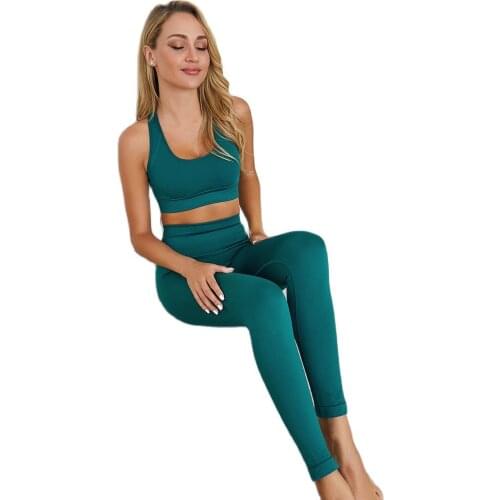 Seamless hyperflex workout set sport leggings and top set yoga outfits for women sportswear athletic clothes gym sets 2 piece