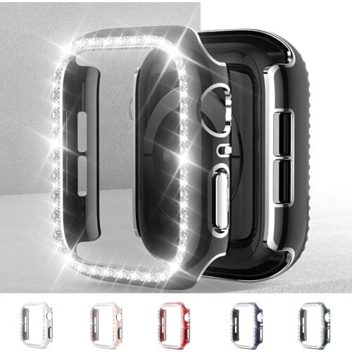 Glitter Shiny Bling Protector Bumper Shockproof Case for Apple Watch iwatch SE/6/5/4/3/2/1 38/42/40/44mm Rhinestone Cover Shell