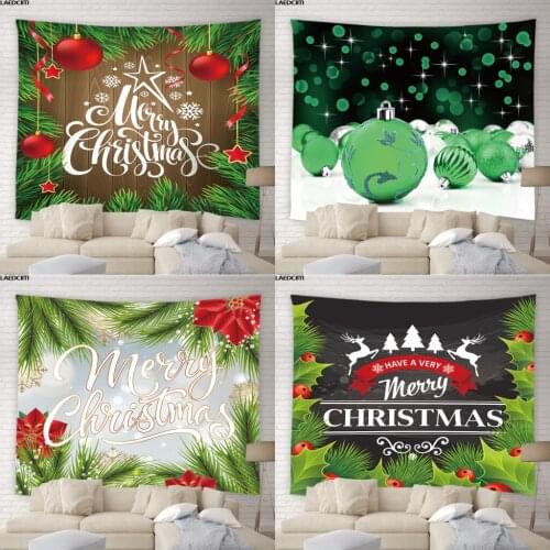 Merry Christmas Big Tapestry Christmas Tree Balls Holiday Gift Party Decor Wall Hanging Home Decor Bedspread Sheet Tablecloth