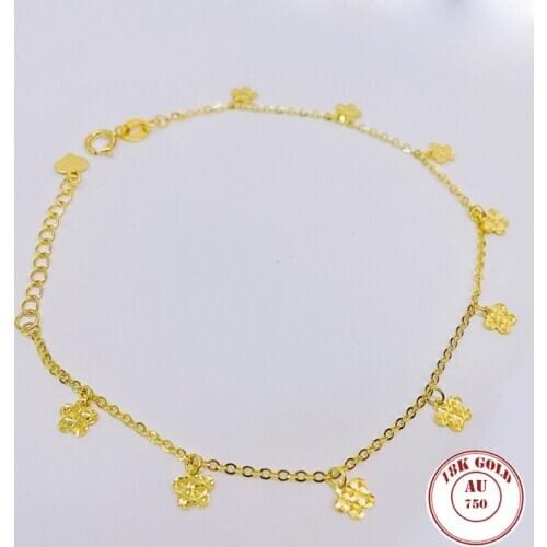 MADALENA SARARA 18k Yellow Gold Women Bracelet Plum Car Pattern High Quality Au750 O shape Link Chain Bracelet