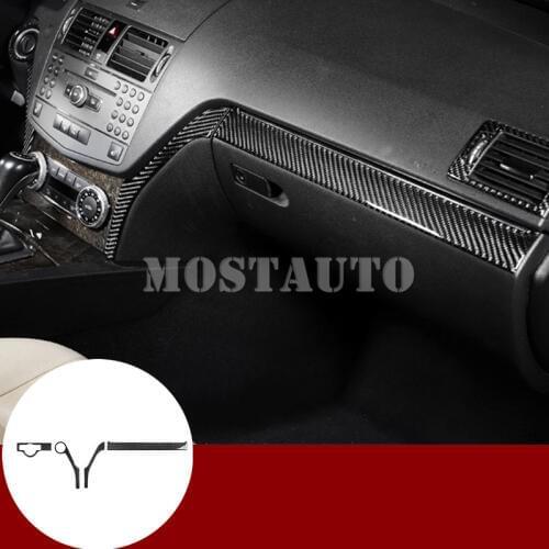 For Benz C Class W204 S204 Carbon Fiber Center Console Moulding Trim Cover 2007-2013 4pcs Car Accessories Interior Car Decor