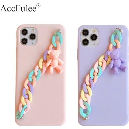 Candy Bear Pendant Bracelet Case For Oneplus N100 Nord 9 8T 8 Pro 7T 7 Pro 6T 6 5T 5 One Plus 3T Soft TPU Cover With Chain