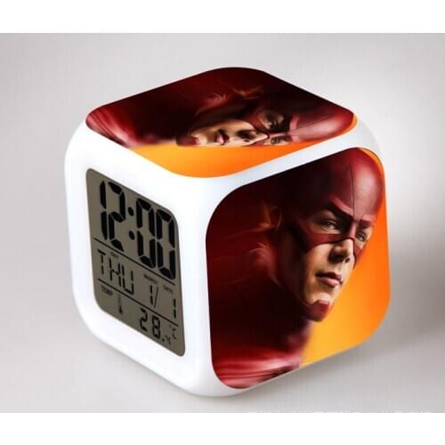 7 Color Flash Digital Alarm Clocks Japanese Anime Super Hero Flash LED Kids Night Light Bedroom Clock reloj despertador