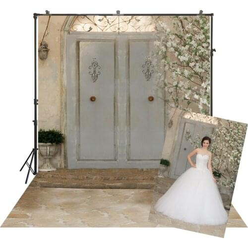 White Wood Door Flower Tree Background Photocall Photo Studio Wedding Bridal Photography Backdrop Baby Kids Portrait Wallpaper