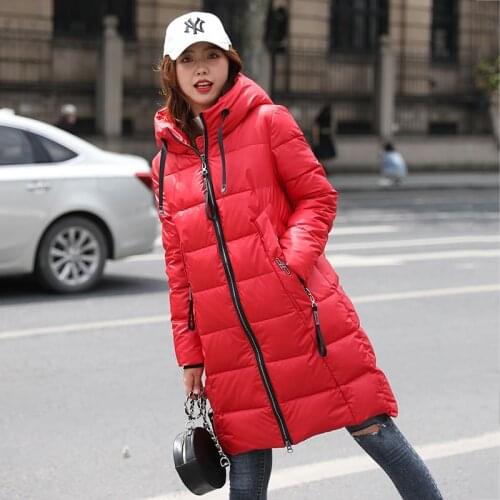Long Parks Women Hooded Slim Casual Ladies Winter Jackets Padded Thick Long Sleeve Warm Down Coat for Female 2021