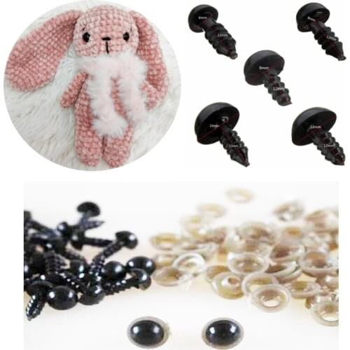 100PCs Black Plastic Doll Eyes Safety Eyes For Teddy Bear Stuffed Toys Snap Animal Scrapbooking Puppet Dolls Craft Eyes For Toys