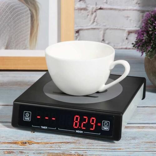 3kg/0.1g Black Coffee Baking Kitchen Electronic Scale Battery Powered USB Rechargeable With Timing Function