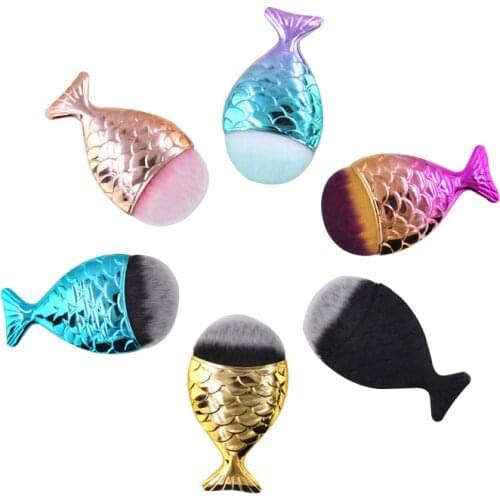 Make Up Brushes Cosmetic Professional Tail Mermaid Holder Shape Makeup Brush Foundation Blusher Brushes Beauty Cosmetic Tools
