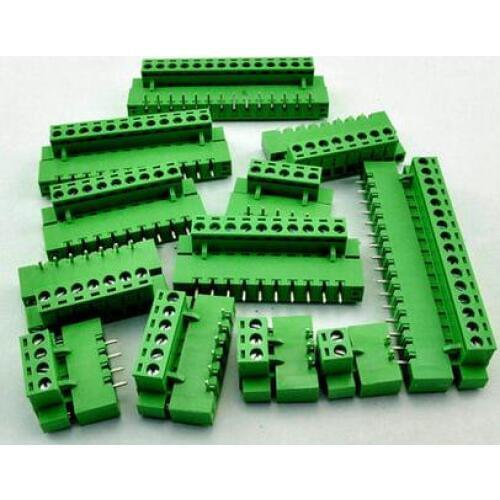10sets Terminal plug type ht5.08 5.08mm pitch connector pcb screw terminal blocks connector Right Angle 2/3/4/5/6/7/8P Green 10A