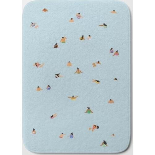 HOT Bathroom Rugs Dusty Blue Bath Mat Flannel Absorbent Non Slip Doormat for Entrance Door Bathroom Mat Set