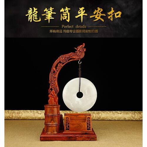 TOP business present OFFICE HOME efficacious Talisman Mascot Money Drawing Dragon jade plate FENG SHUI Penholder Carving crafts